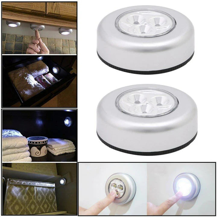 Led Tap Light, Stick On Push Button Touch Lights Battery Powered Lights For Closets, Under Cabinets,