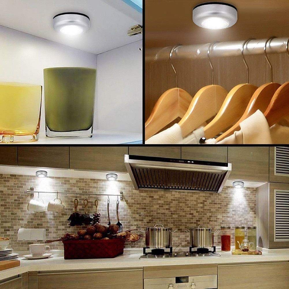 Led Tap Light, Stick On Push Button Touch Lights Battery Powered Lights For Closets, Under Cabinets,