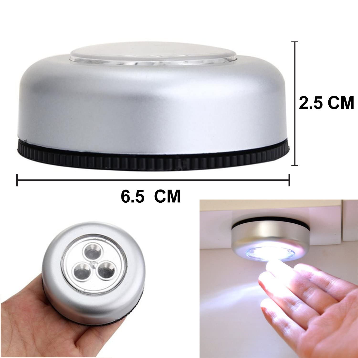 Led Tap Light, Stick On Push Button Touch Lights Battery Powered Lights For Closets, Under Cabinets,