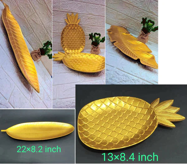 NORDIC DECORATIVE TRAY - PINEAPPLE LEAF GOLD