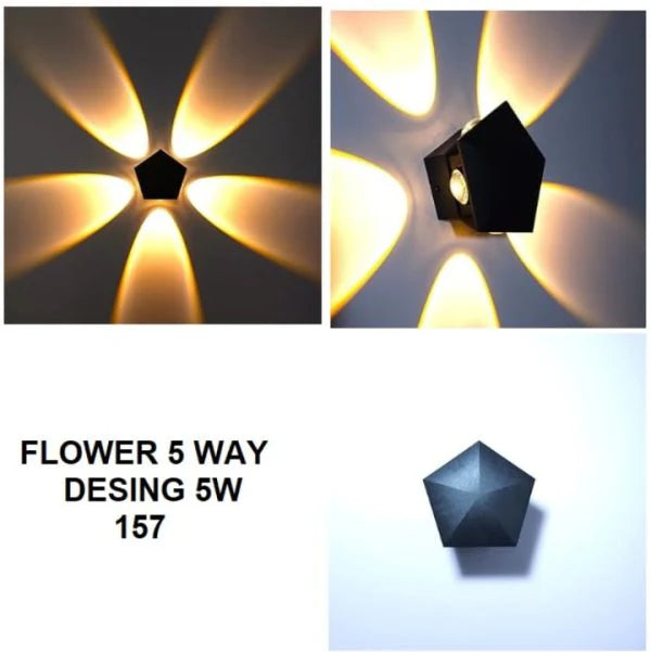 Flower 5 Way Pentagon Shape Indoor/outdoor Led Waterproof Exterior Wall 5 Side Step Light