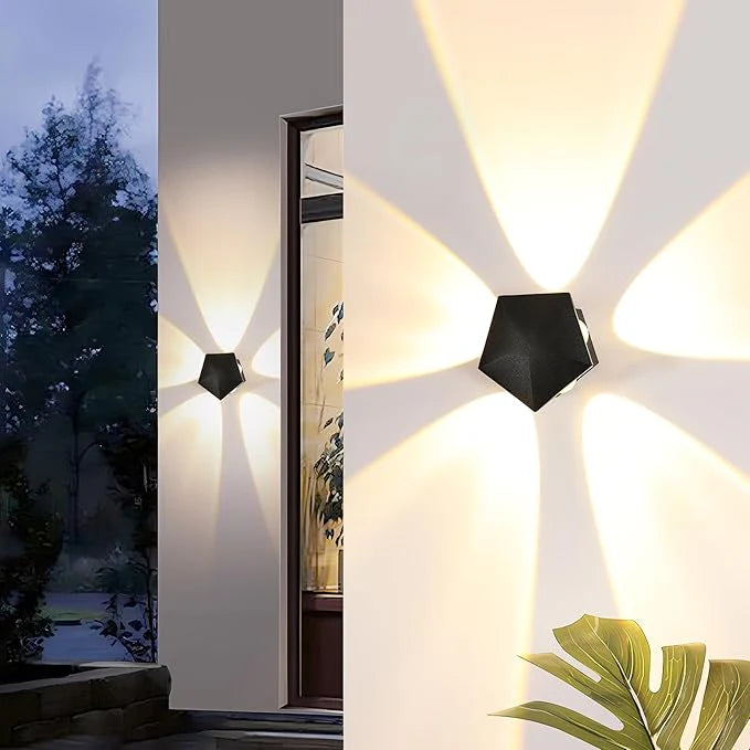 Flower 5 Way Pentagon Shape Indoor/outdoor Led Waterproof Exterior Wall 5 Side Step Light